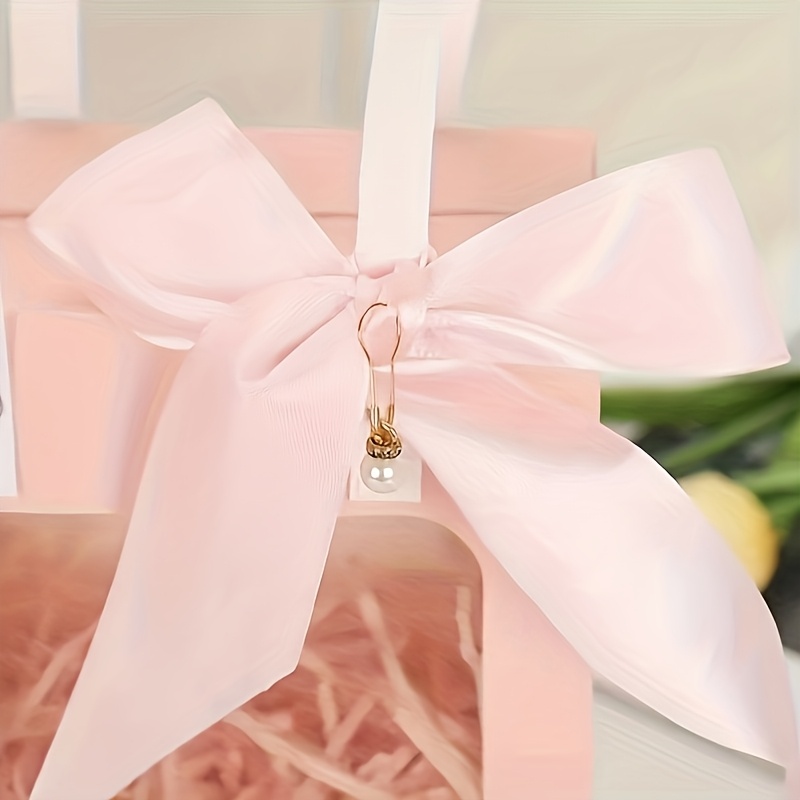 Windowed Gift Bags with Ribbons and Pearl Additions, Foldable